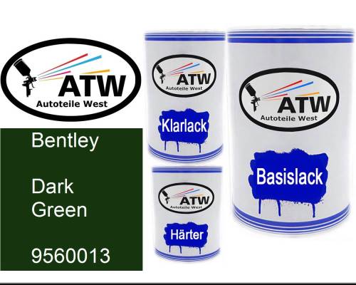 Bentley, Dark Green, 9560013: 500ml Lackdose + 500ml Klarlack + 250ml Härter - Set, von ATW Autoteile West.